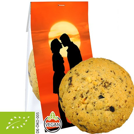 Bio Cookie Cranberry Sesam-Mandel, ca. 25g, Express kompostierbarer Flowpack mit Werbereiter