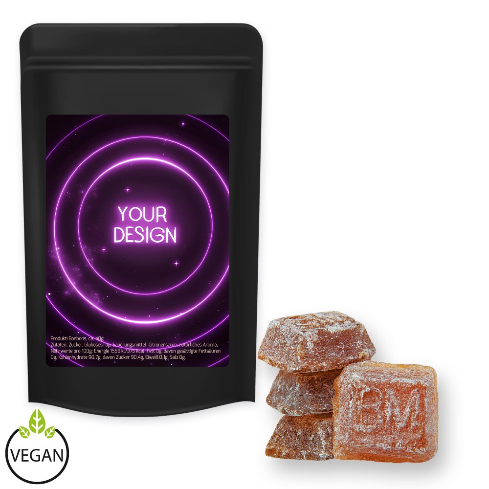 Bayrisch Malz Bonbons, ca. 80g, Standbeutel Midi schwarz