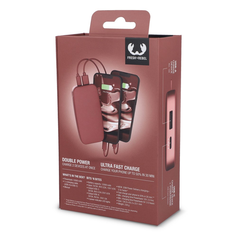 2PB12100 | Fresh 'n Rebel Powerbank 12000mAh USB-C Fast Charging 20W