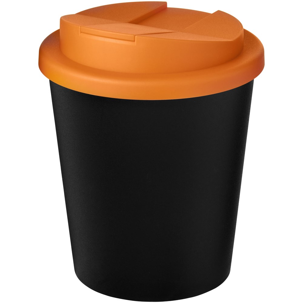 Americano® Espresso Eco 250 ml recycelter Isolierbecher mit auslaufsicherem Deckel - schwarz, orange