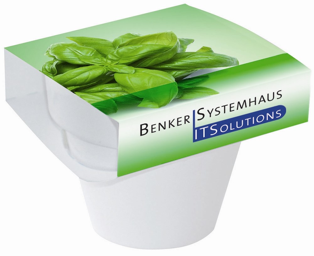 Tontopf Colour Kräuter, Basilikum, inkl. Digitaldruck 1-4/0 c