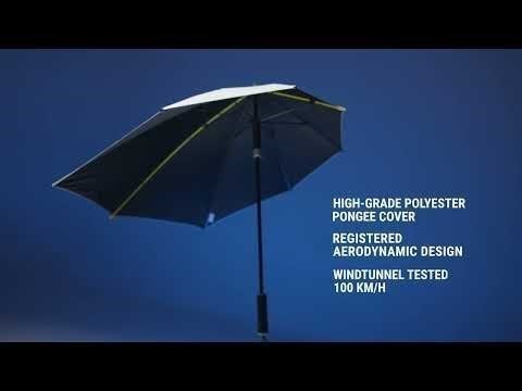 STORMaxi - Aerodynamische Sturm Regenschirm - Handffnung - Windsicher -  92 cm - Rot