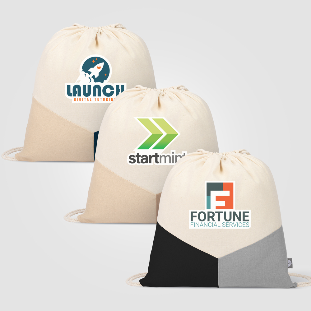 Triad - Mehrfarbige Kordelzugtasche aus recycelter Baumwolle