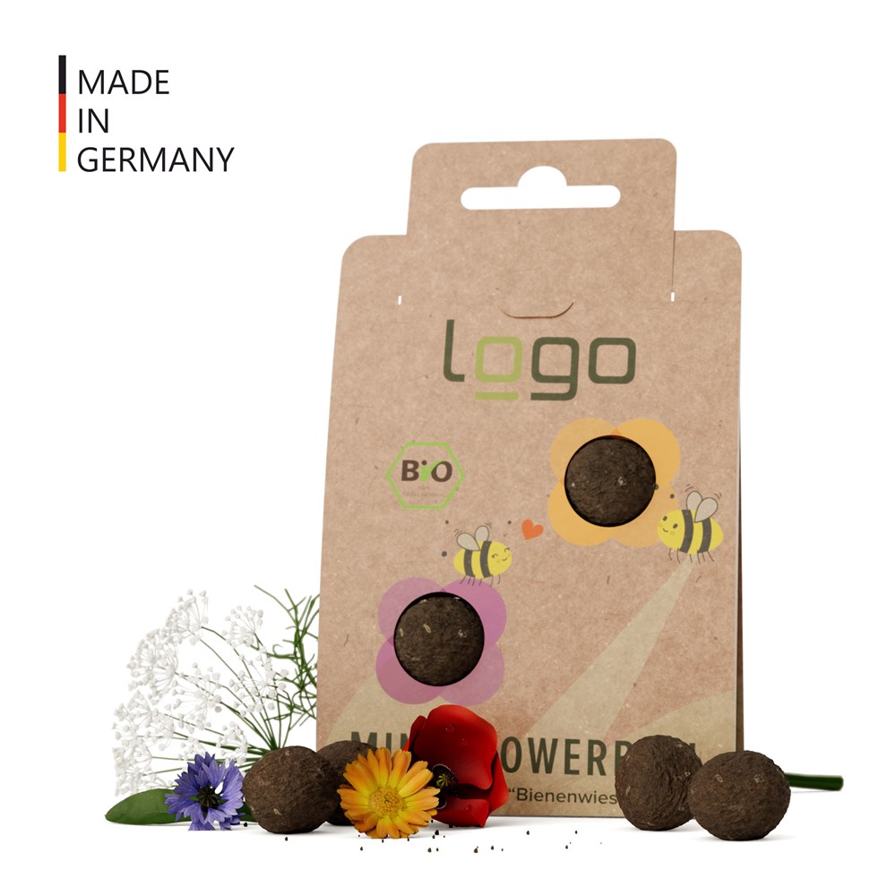 BIO Mini-Seedbomb - Mini-Flower-Ball "Bienenwiese" - torffreibraun