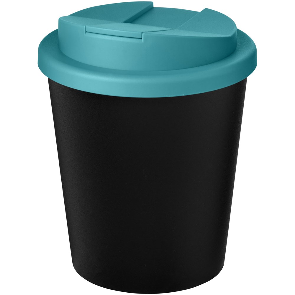 Americano® Espresso Eco 250 ml recycelter Isolierbecher mit auslaufsicherem Deckel - schwarz, aquablau