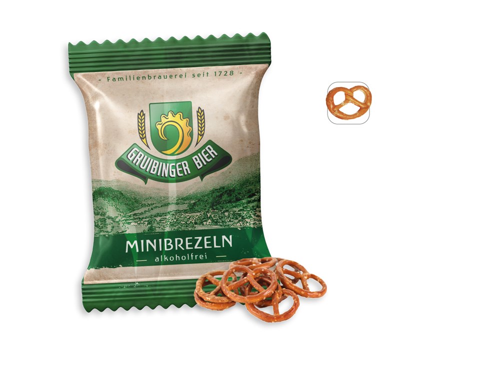 Mini Salzbrezeln Werbetüte 10 g  ,  Inhalt:  Mini Salzbrezeln
