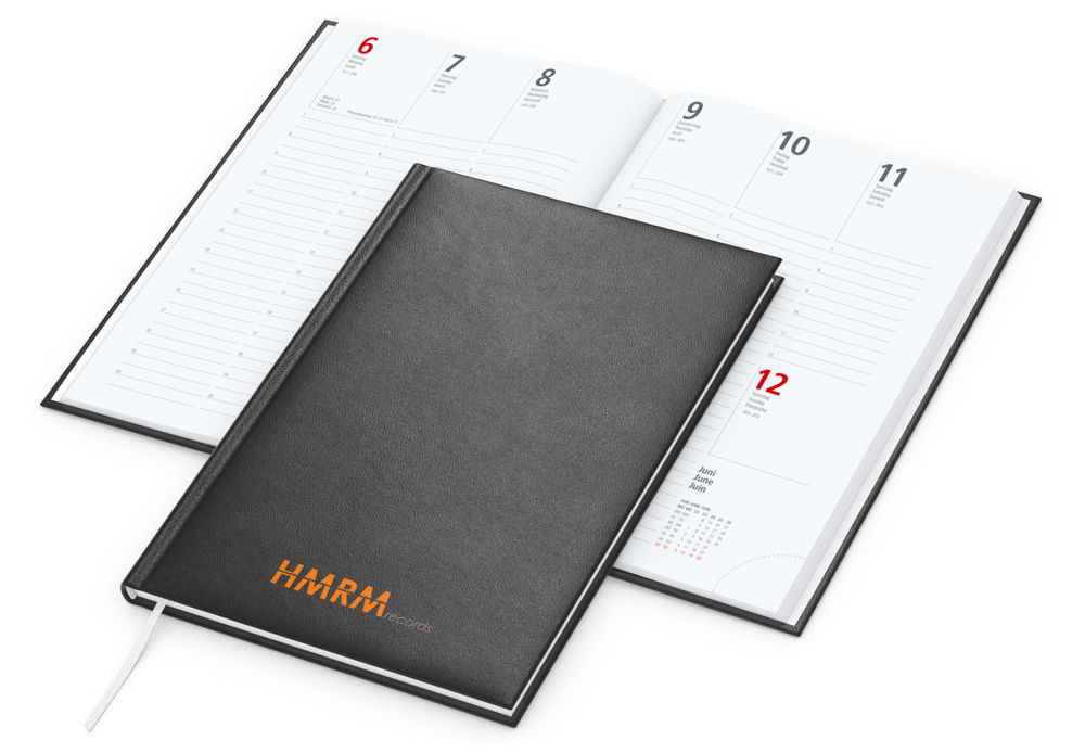 Wochenkalender Prestige, schwarz, Siebdruck-Digital