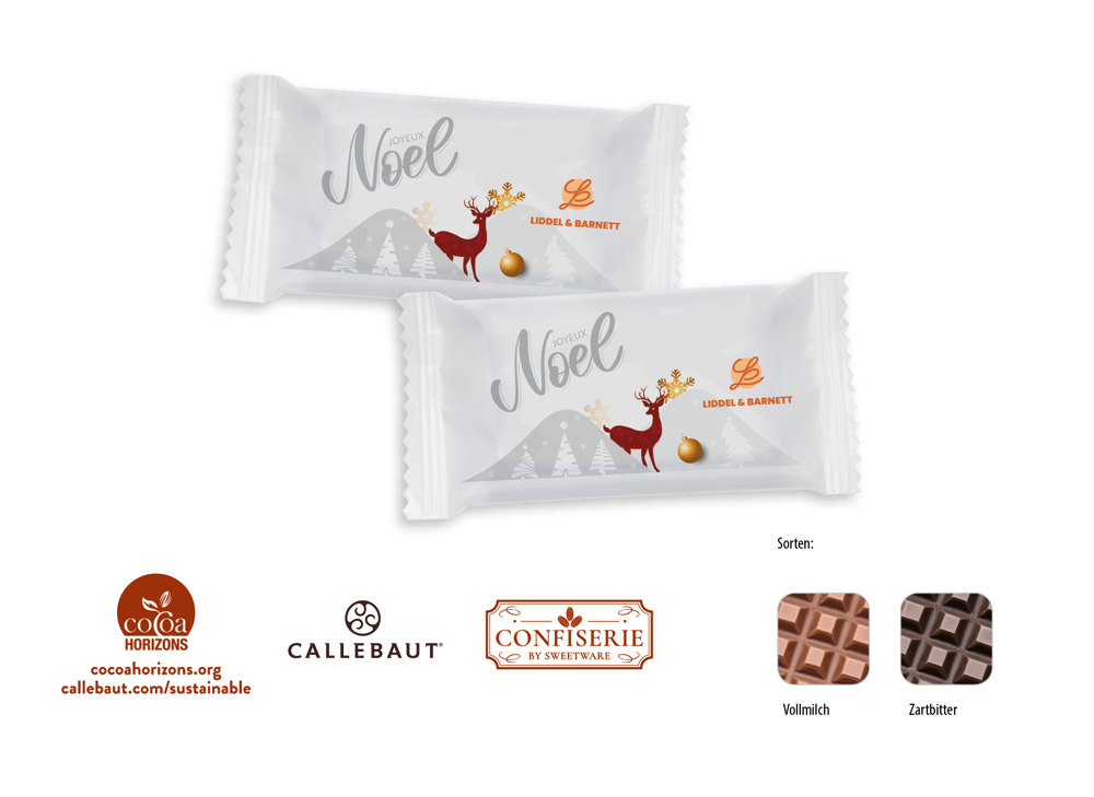 Schokolade 10 g Täfelchen 1 Stück  ,  Inhalt:  Callebaut Vollmilch