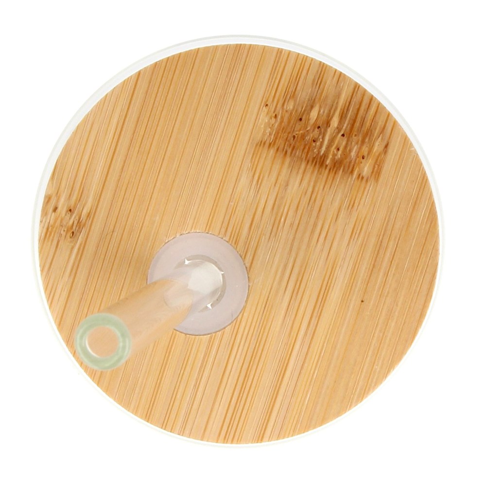 Glas mit Bambusdeckel &amp; Strohhalm 450ml