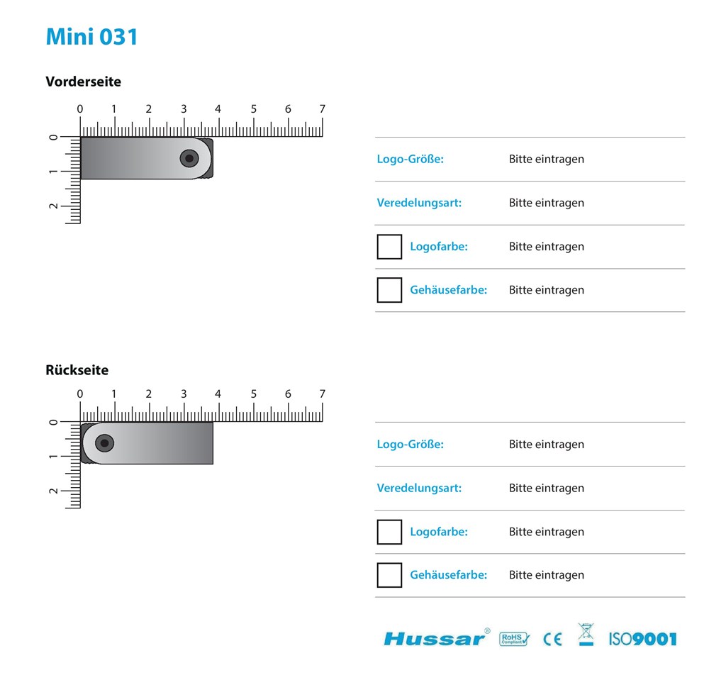 USB-Stick Mini 031 USB 2.0 COB 16 GB SilberUSB 2.0 Flash Disk 16 GB