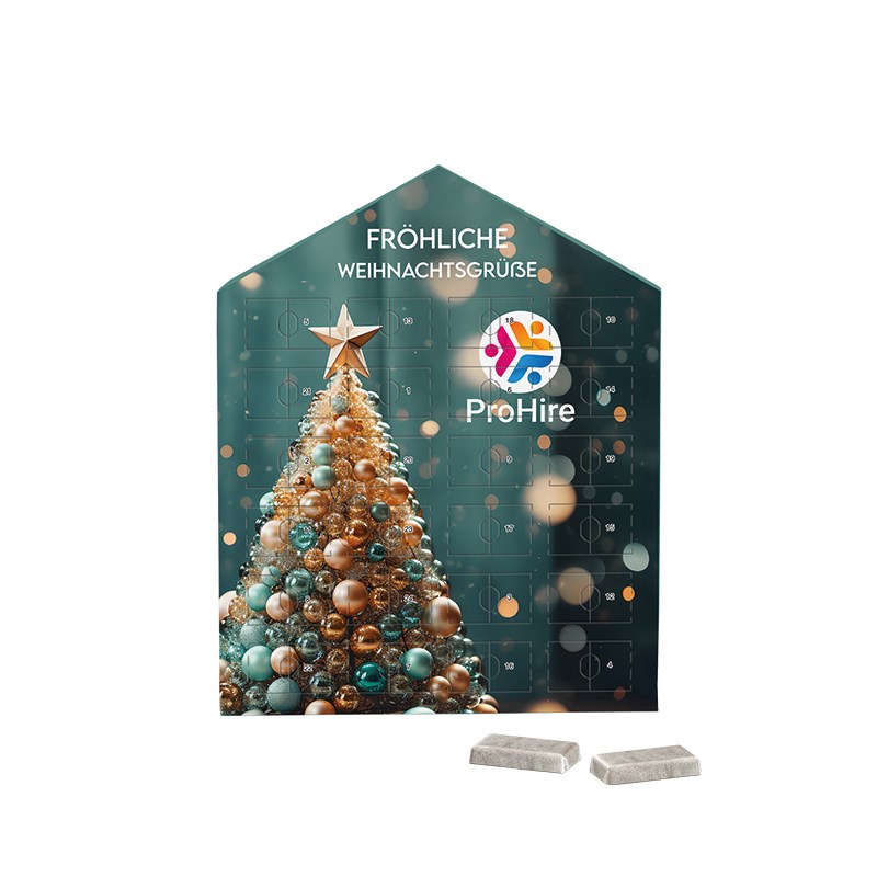 Täfelchen Adventskalender Haus, Napolitain in Pergaminpapier