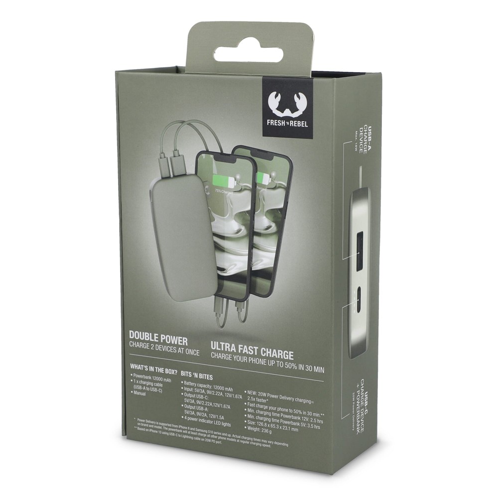 2PB12100 | Fresh 'n Rebel Powerbank 12000mAh USB-C Schnellladung 20W