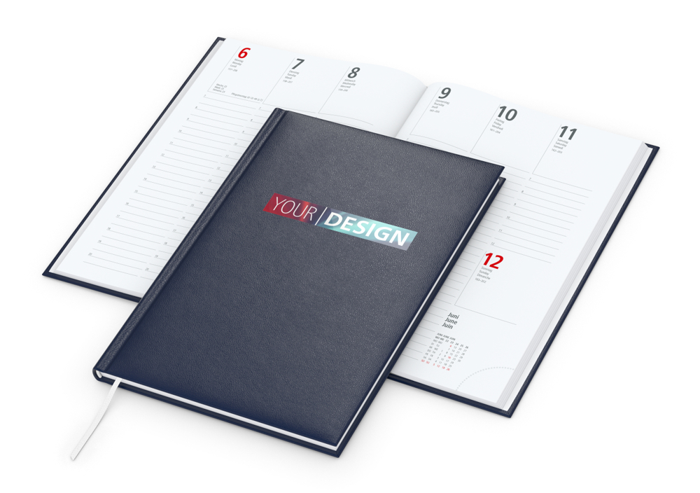 Wochenkalender Prestige, dunkelblau, Siebdruck-Digital