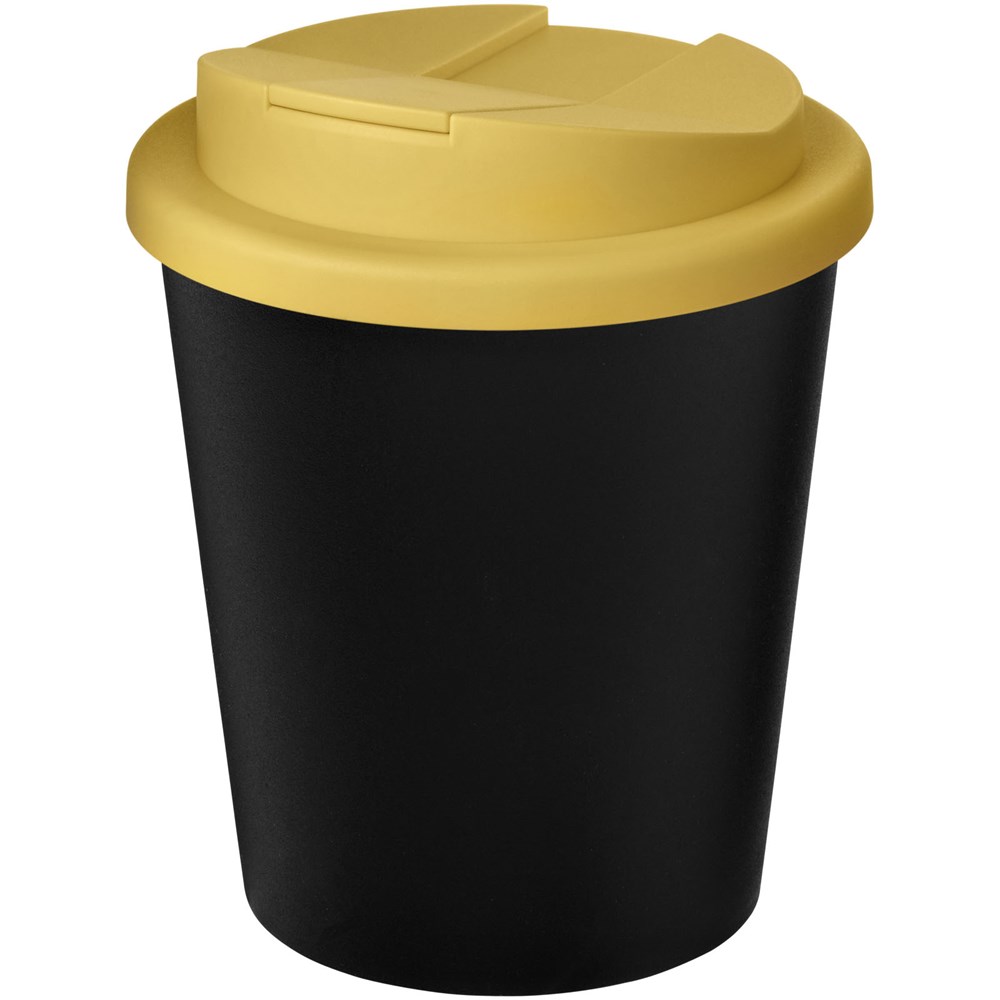 Americano® Espresso Eco 250 ml recycelter Isolierbecher mit auslaufsicherem Deckel - schwarz, gelb