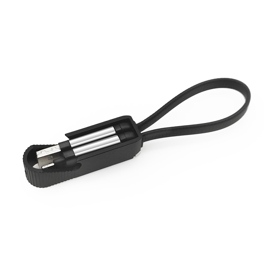 4 in 1 Schlüsselanhänger Ladekabel - schwarz gedeckt