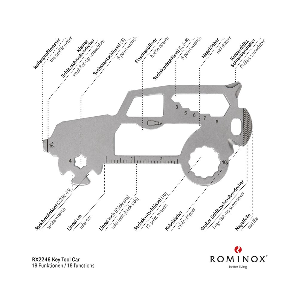 Geschenkartikel: ROMINOX® Key Tool SUV / Auto (19 Funktionen) im Motiv-Mäppchen Frohe Weihnachten