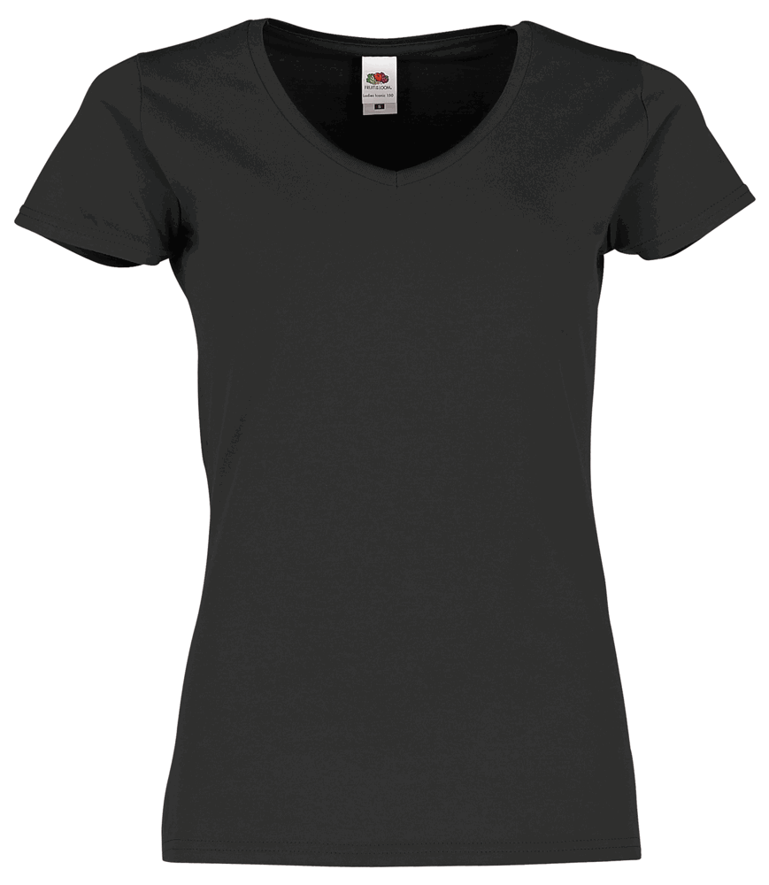 614440 - Ladies Iconic 150 V-Neck T-Shirt, schwarz, L