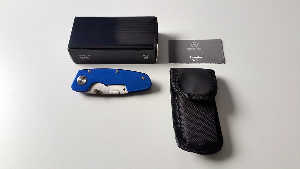 Trapezklingen-Klappmesser "Piranha blau"