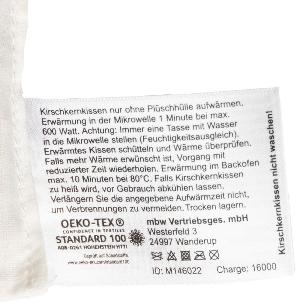 OEKO-TEX® Kirschkernkissen, natur, one size